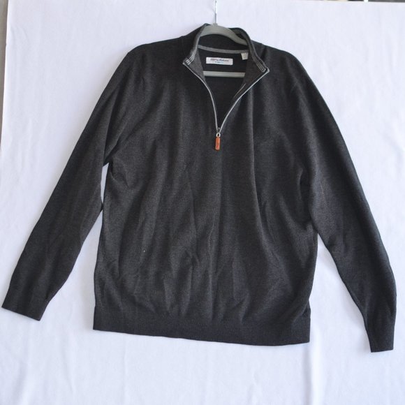 Tommy Bahama Island Zone Quarter Zip sweater, Mens Large, Gray - Picture 1 of 4